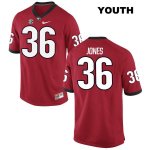 Youth Georgia Bulldogs NCAA #36 Garrett Jones Nike Stitched Red Authentic College Football Jersey ZRY8554BU